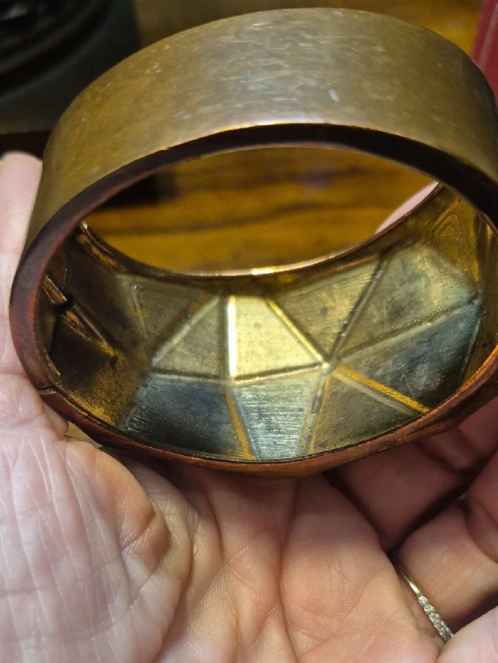 Copper Wide Clamper Bracelet Silver Shiny Sparkling Glitter Geometric Shape